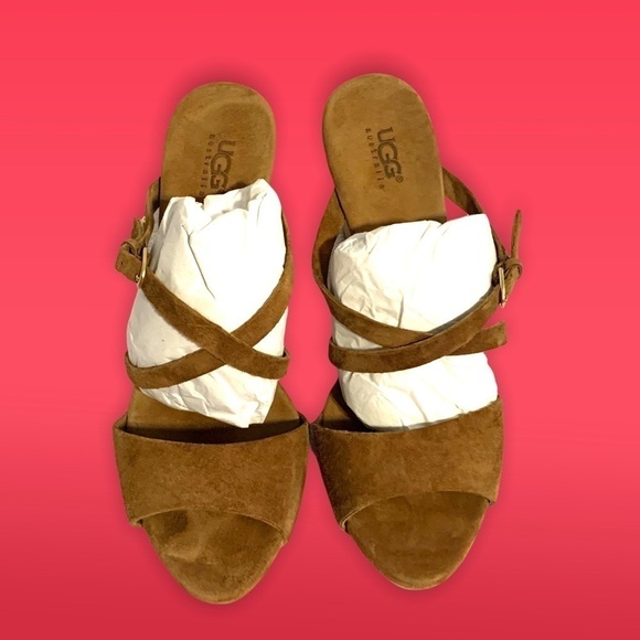 Ugg (EUC) Suede Leather Platform Wedge sandals, Sz. 10 - Picture 4 of 10